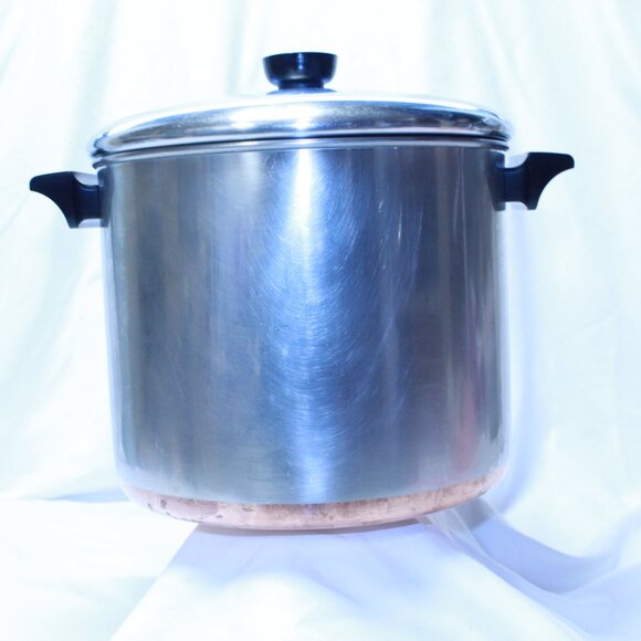 Revere Ware 1801 Vintage Copper Bottom 8 QT Stock Pot W Lid - Clinton, ILL - Picture 3 of 11
